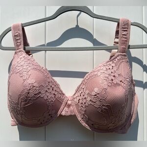 Jessica Simpson Bra 42D Pink Lace Padded Underwire Adjustable Clasp Back